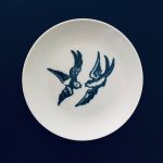 09 Soheila Esfahani Variations on Willow Pattern Birds 1-25 custom ceramic decal on ceramic plates 2019 detail 1