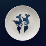 10 Soheila Esfahani Variations on Willow Pattern Birds 1-25 custom ceramic decal on ceramic plates 2019 detail 2