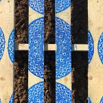 Soheila Esfahani Cultured Pallet Annie’s Garden, detail, mixed media on wooden pallet 2018